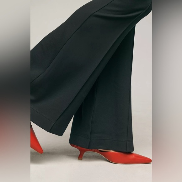 New Anthropologie Maeve Slim Knit Flare Pants Black Size S - Picture 4 of 8